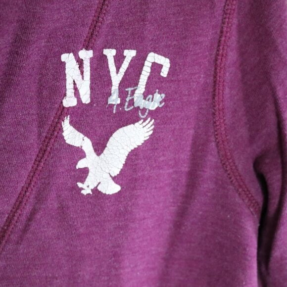 AMERICAN EAGLE Retro Vintage V-Neck Sweatshirt Hoodie - Purple Mauve, Size S - Picture 5 of 15